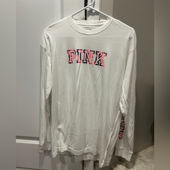 VS PINK Long Sleeve Tee Shirt NWT Small Neon White - Picture 2 of 10